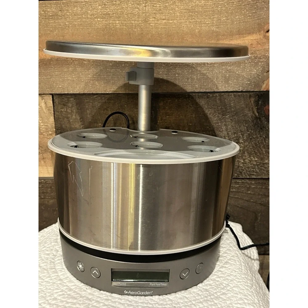 AeroGarden Harvest Elite 360 Garden, Stainless Steel 100693-BSS EUC Works